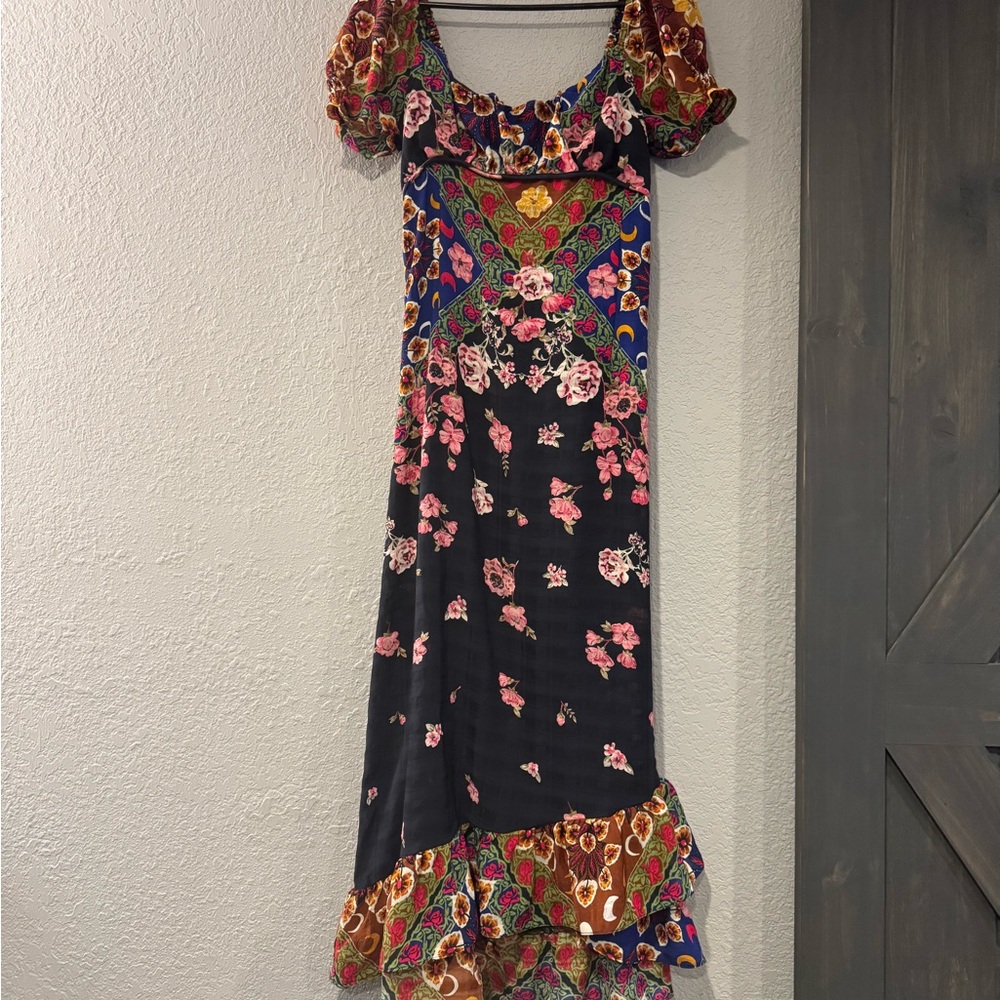 Free People Floral Midi Dress - Black, Pink, Green - Picture 4 of 6